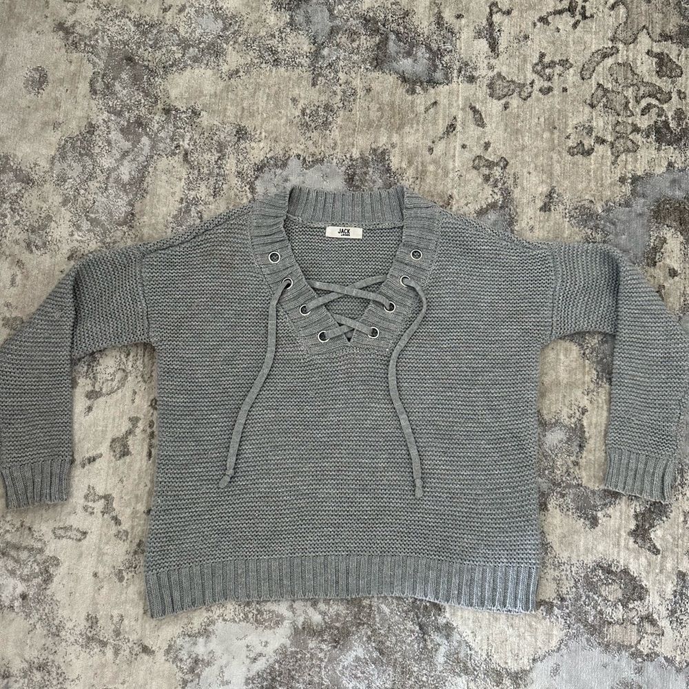 BB DAKOTA Lace Up Neck Sweater